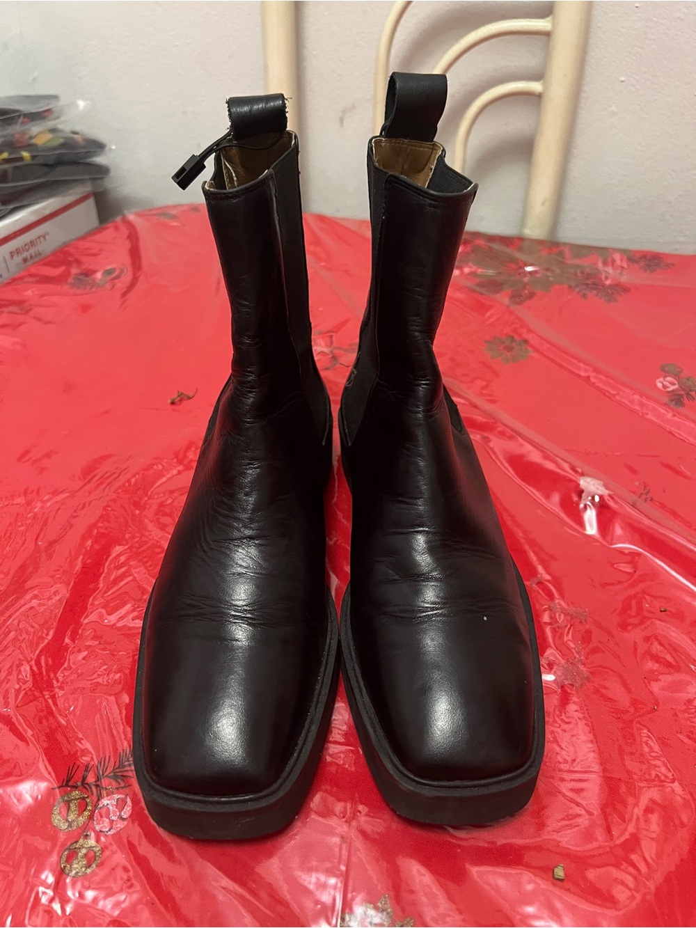 Zara Womens Black Leather Ankle Boots Sz 7.5 EUC